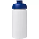 Baseline® Plus grip 500 ml flip lid sport bottle, LDPE, PP Plastic, White, Blue