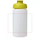 Baseline® Plus grip 500 ml flip lid sport bottle, LDPE, PP Plastic, White,Lime green