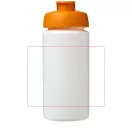 Baseline® Plus grip 500 ml flip lid sport bottle, LDPE, PP Plastic, White,Orange  