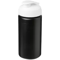   Baseline® Plus grip 500 ml flip lid sport bottle, LDPE, PP Plastic, solid black,White