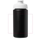 Baseline® Plus grip 500 ml flip lid sport bottle, LDPE, PP Plastic, solid black,White