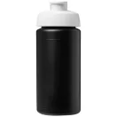 Baseline® Plus grip 500 ml flip lid sport bottle, LDPE, PP Plastic, solid black,White