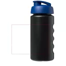 Baseline® Plus grip 500 ml flip lid sport bottle, LDPE, PP Plastic, solid black, Blue