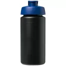 Baseline® Plus grip 500 ml flip lid sport bottle, LDPE, PP Plastic, solid black, Blue