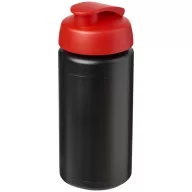   Baseline® Plus grip 500 ml flip lid sport bottle, LDPE, PP Plastic, solid black, Red  