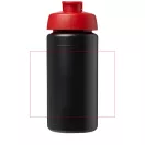 Baseline® Plus grip 500 ml flip lid sport bottle, LDPE, PP Plastic, solid black, Red  