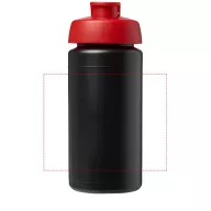   Baseline® Plus grip 500 ml flip lid sport bottle, LDPE, PP Plastic, solid black, Red  