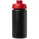 Baseline® Plus grip 500 ml flip lid sport bottle, LDPE, PP Plastic, solid black, Red  