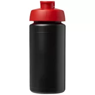   Baseline® Plus grip 500 ml flip lid sport bottle, LDPE, PP Plastic, solid black, Red  