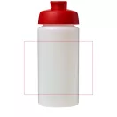 Baseline® Plus grip 500 ml flip lid sport bottle, LDPE, PP Plastic, Transparent, Red  