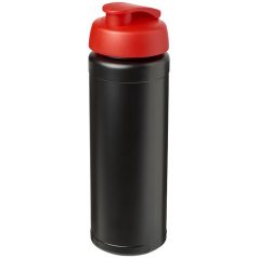   Baseline® Plus grip 750 ml flip lid sport bottle, LDPE, PP Plastic, solid black, Red  