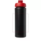 Baseline® Plus grip 750 ml flip lid sport bottle, LDPE, PP Plastic, solid black, Red  