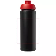   Baseline® Plus grip 750 ml flip lid sport bottle, LDPE, PP Plastic, solid black, Red  