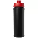 Baseline® Plus grip 750 ml flip lid sport bottle, LDPE, PP Plastic, solid black, Red  