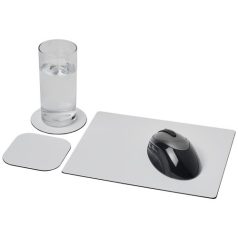   Brite-Mat® mouse mat and coaster set combo 1, Laminated paper and recycled plastic,  solid black