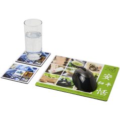   Q-Mat® mouse mat and coaster set combo 3, EVA foam with laminated paper , solid black