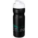 Baseline® Plus 650 ml flip lid sport bottle, HDPE Plastic, PP Plastic,  solid black,White