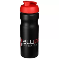   Baseline® Plus 650 ml flip lid sport bottle, HDPE Plastic, PP Plastic,  solid black,Red  