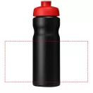 Baseline® Plus 650 ml flip lid sport bottle, HDPE Plastic, PP Plastic,  solid black,Red  