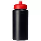 Baseline® Plus grip 500 ml sports lid sport bottle, HDPE Plastic, PP Plastic,  solid black,Red  