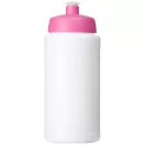 Baseline® Plus 500 ml bottle with sports lid, HDPE Plastic, PP Plastic, White,Pink  