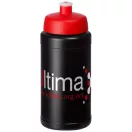 Baseline® Plus 500 ml bottle with sports lid, HDPE Plastic, PP Plastic,  solid black,Red  