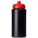 Baseline® Plus 500 ml bottle with sports lid, HDPE Plastic, PP Plastic,  solid black,Red  