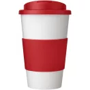 Cana de voiaj, 350 ml, 15,5xø9,5 cm, Americano, 20SEP0801, Polipropilena, Alb, Rosu