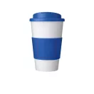 Cana de voiaj, 350 ml, 15,5xø9,5 cm, Americano, 20SEP0798, Polipropilena, Alb, Albastru