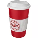 Cana de voiaj, 350 ml, 15,5xø9,5 cm, Americano, 20SEP0789, Polipropilena, Rosu, Alb