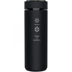   Termos cu termometru, SCX, 18SEP4292, 500 ml, 22.5x Ø4.7 cm, Cauciuc, Negru