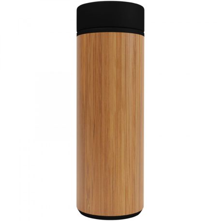 Termos cu senzor de temperatura, SCX by AleXer, 18SEP4293, 500 ml, 20.8x Ø6.9 cm, Otel, ABS, Bambus, Natur