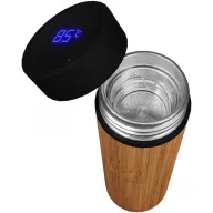   Termos cu senzor de temperatura, SCX, 18SEP4293, 500 ml, 20.8x Ø6.9 cm, Otel, ABS, Bambus, Natur