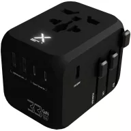   Adaptor universal de calatorie, SCX, 2610E18087, 33 W, USB-A, USB-C, 10.3x6.4x7.6 cm, Plastic, Poliuretan, Negru