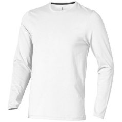   Ponoka long sleeve men's organic t-shirt, Male, Single Jersey knit of 95% organic ringspun Cotton and 5% Elastane, White, S