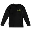 Ponoka long sleeve men's organic t-shirt, Male, Single Jersey knit of 95% organic ringspun Cotton and 5% Elastane, solid black, M