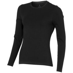   Ponoka long sleeve women's organic t-shirt, Female, Single Jersey knit of 95% organic ringspun Cotton and 5% Elastane, solid black, XS