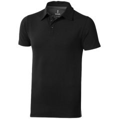   Markham short sleeve men's stretch polo, Male, Double Piqué knit of 95% Cotton and 5% Elastane, solid black, M