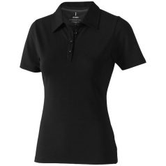   Markham short sleeve women's stretch polo, Female, Double Piqué knit of 95% Cotton and 5% Elastane, solid black, L