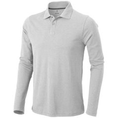   Oakville long sleeve men's polo, Male, Piqué knit of 100% Cotton, Grey melange, XS