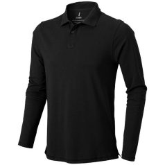   Oakville long sleeve men's polo, Male, Piqué knit of 100% Cotton, solid black, S