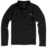   Oakville long sleeve men's polo, Male, Piqué knit of 100% Cotton, solid black, XL