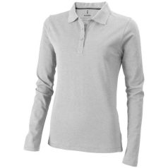   Oakville long sleeve women's polo, Female, Piqué knit of 100% Cotton, Grey melange, M