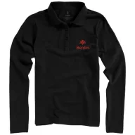   Oakville long sleeve women's polo, Female, Piqué knit of 100% Cotton, solid black, XS
