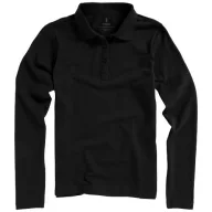   Oakville long sleeve women's polo, Female, Piqué knit of 100% Cotton, solid black, XS