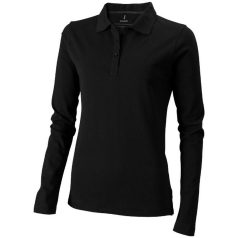   Oakville long sleeve women's polo, Female, Piqué knit of 100% Cotton, solid black, M