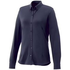   Bigelow long sleeve women's pique shirt, Female, Double Piqué knit of 95% Cotton and 5% Elastane, Navy, L