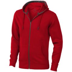   Arora hooded full zip sweater, Male, Knit of 80% Cotton and 20% Polyester, brushed on the inside, Red, XS