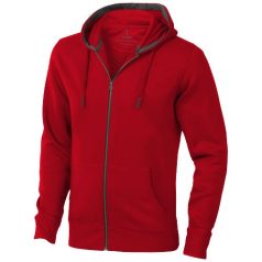   Arora hooded full zip sweater, Male, Knit of 80% Cotton and 20% Polyester, brushed on the inside, Red, M