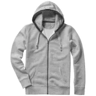   Arora hooded full zip sweater, Male, Knit of 80% Cotton and 20% Polyester, brushed on the inside, Grey melange, L